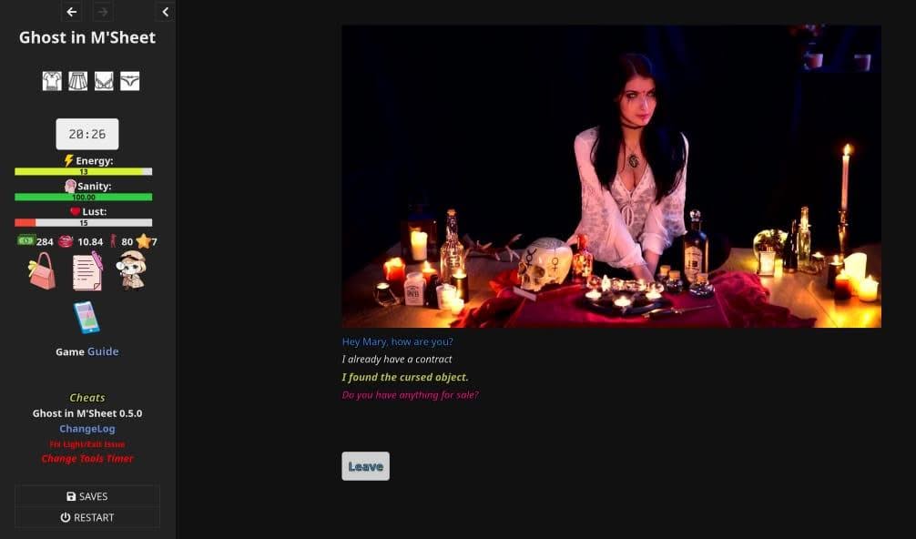 Ghost in M’Sheet adult visual novel game screenshot