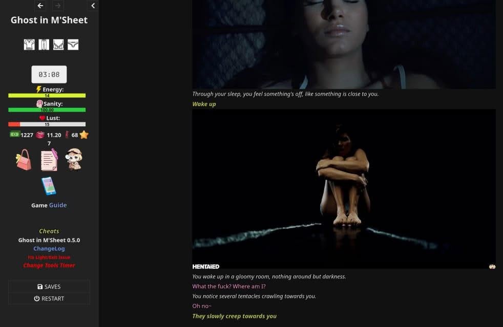 Ghost in M’Sheet adult visual novel game screenshot